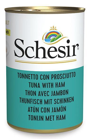 Schesir Wet Cat ТУНЕЦЬ і ШИНКА в бульйоні вологий корм консерви для котів 140 г (270313)